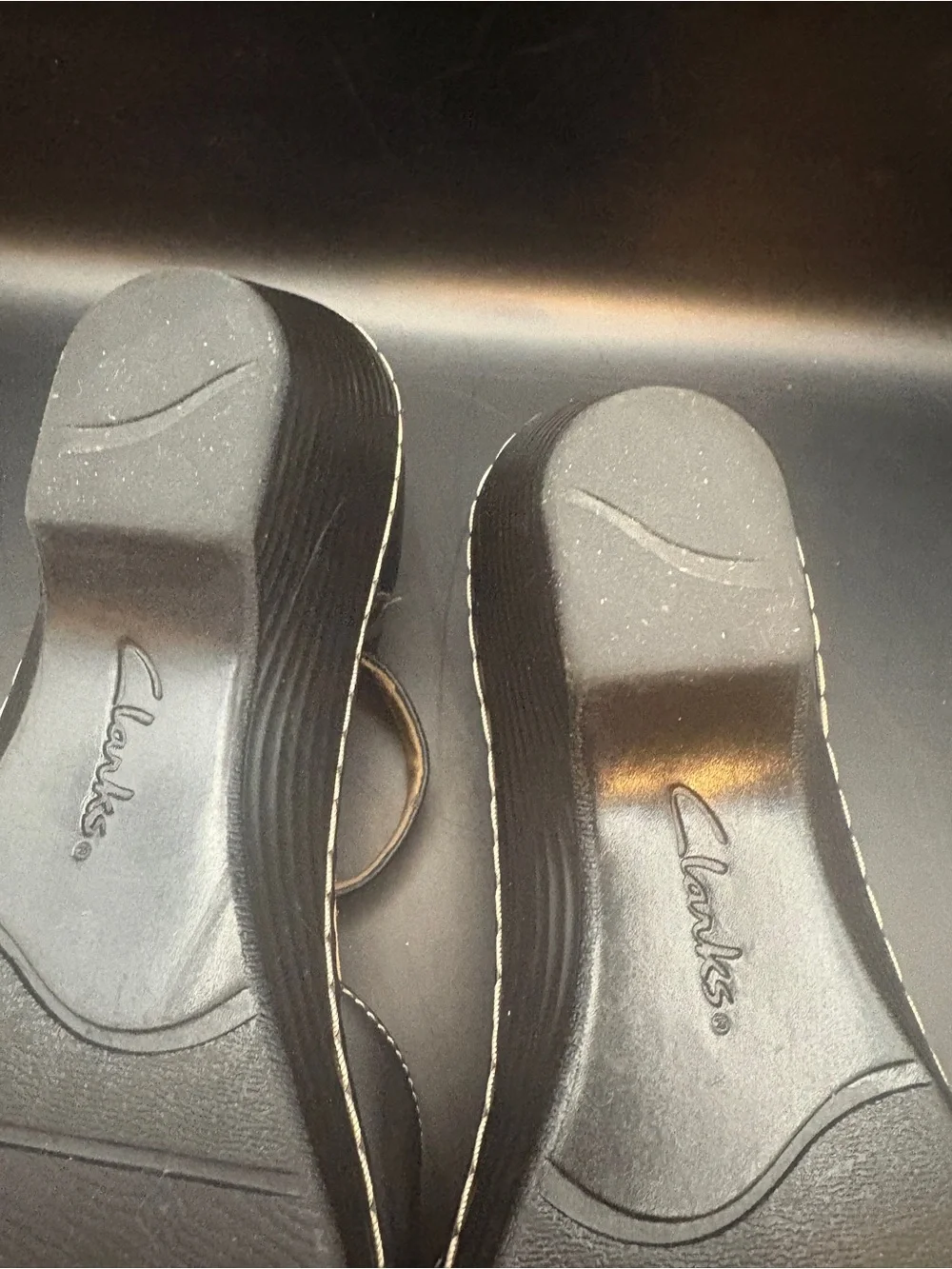 Clarks Black Leather Ankle Strap Pumps - EUC- Size 9N